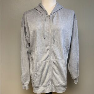 No Comment Gray Zip Up Hoodie Cotton Blend Size M